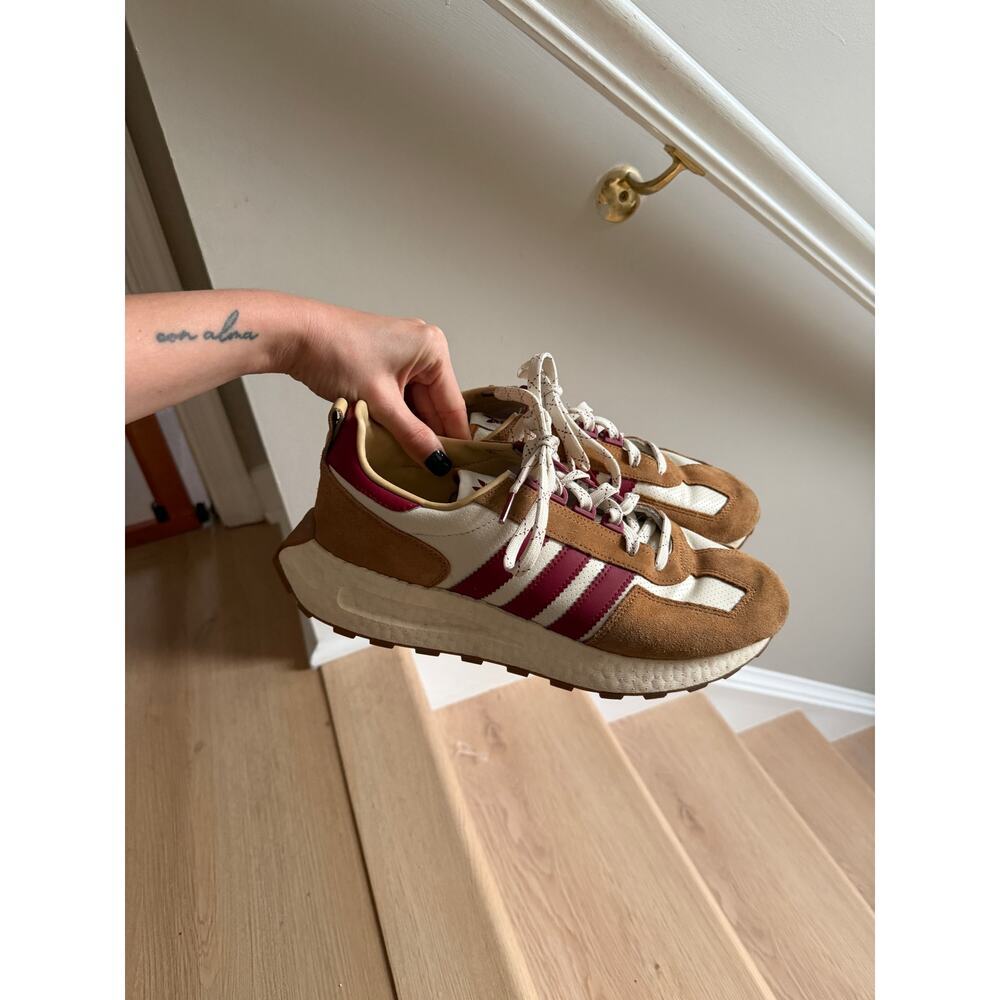 Adidas Retropy E5 Copper Flat Sneaker Burgundy Detail Colorway - Picture 3 of 10